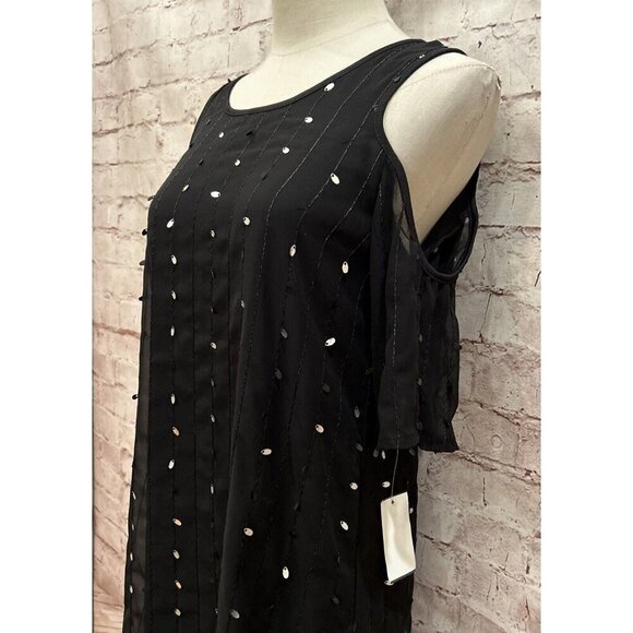 Rabbit Rabbit Rabbit Womens Black Sequin Cocktail Dress Cold Shoulder Size 8 - Picture 3 of 5